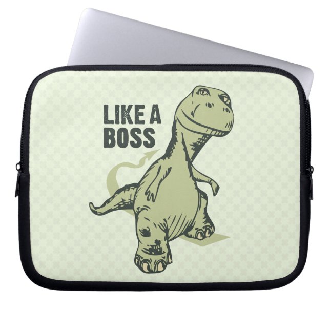 Like a Boss Dinosaur Laptop Sleeve (Front)