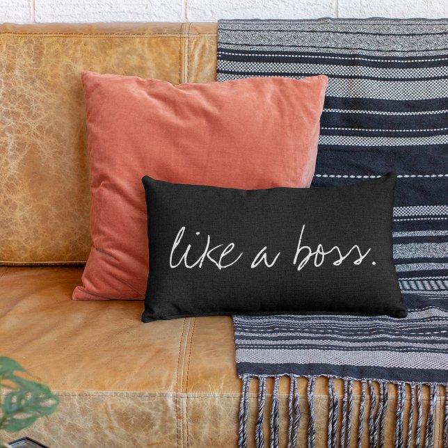Like a Boss Handwritten Quote Any Color Lumbar Cushion (Creator Uploaded)
