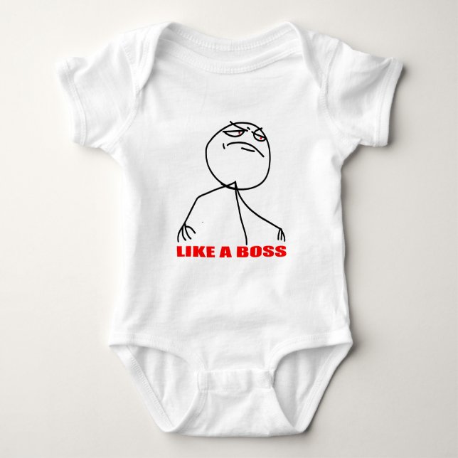 Like a boss meme face baby bodysuit (Front)