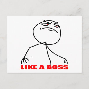 Like a boss meme face postcard