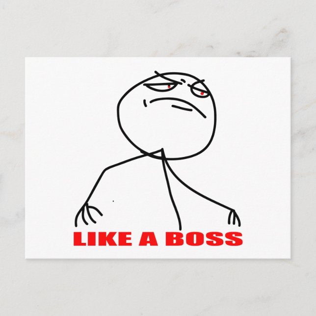 Like a boss meme face postcard (Front)