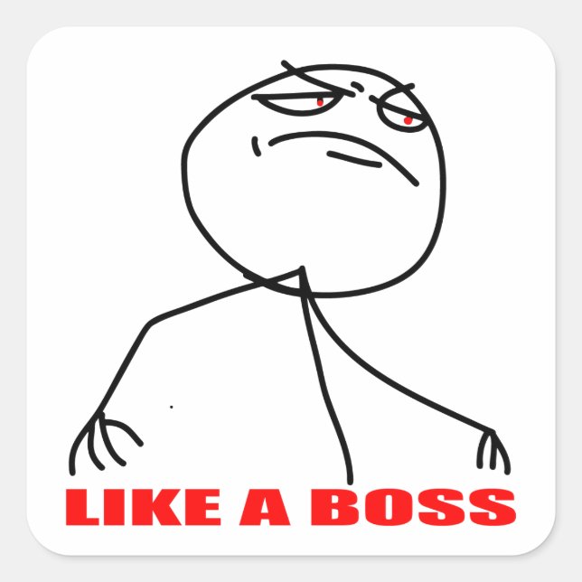 Like a boss meme face square sticker (Front)