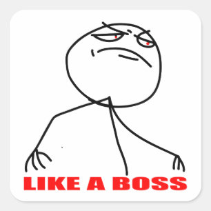 Like a boss meme face square sticker