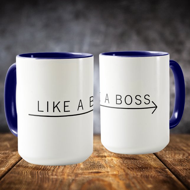 Like A Boss Modern Minimal Typhography Cute Trendy Mug (Creator Uploaded)