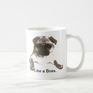 Like a Boss Pug in Glasses Mug