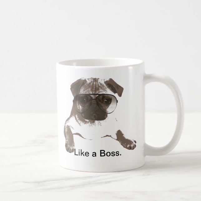 Like a Boss Pug in Glasses Mug (Right)