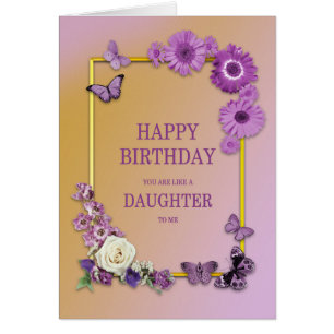 Like a Daughter Birthday Flowers and Butterflies