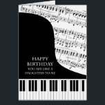 Like a Daughter To Me Piano and Music Birthday<br><div class="desc">A birthday card for someone who is like a daughter. A great card for anyone who is into piano music. A grand piano with the keys along the bottom of the card. A sheet of music fills the background. A great card for someone who loves music. This is NOT a...</div>