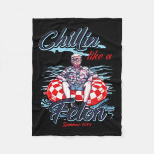 Like A Felon Retro Summer Pink Funny Trump 2024 1 Fleece Blanket