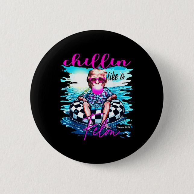 Like A Felon Retro Summer Pink Funny Trump 2024  6 Cm Round Badge (Front)