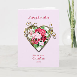 Like A Grandma To Me Birthday Antique Roses Card