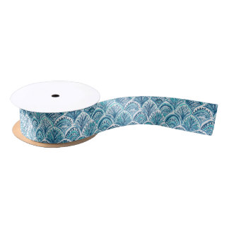 LIKE A MERMAID Nautical Fish Scales Pattern Satin Ribbon