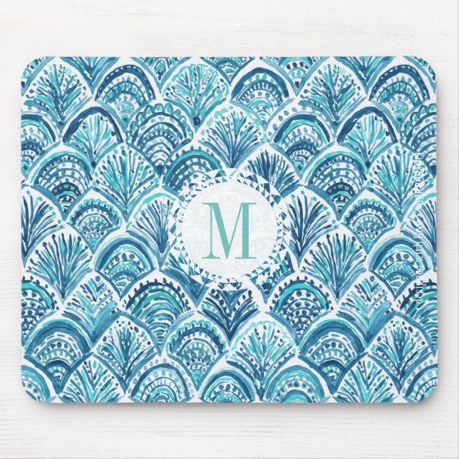 LIKE A MERMAID Watercolor Fish Scales | Custom Mouse Mat (Front)