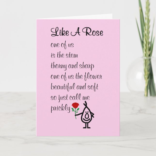 Like A Rose, funny Happy Wedding Anniversary poem Card (Front)