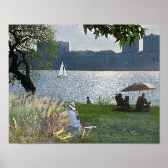 LIKE A SEURAT PAINTING Riverside Park NYC Poster (Front)