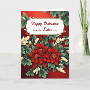 Like A Sister Christmas Poinsettias Holiday Card