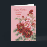 Like A Sister To Me Birthday Peonies Card<br><div class="desc">A delightful illustration of pink and red peonies to wish someone who is like a sister a happy birthday. This card is full of love,  and elegant and classy at the same time.</div>