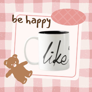 Like and Love, Black Typography Two-Tone Coffee Mug