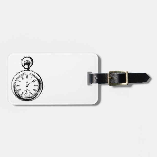 Like Clockwork Pocket Watch Illustration Luggage Tag (Front Horizontal)