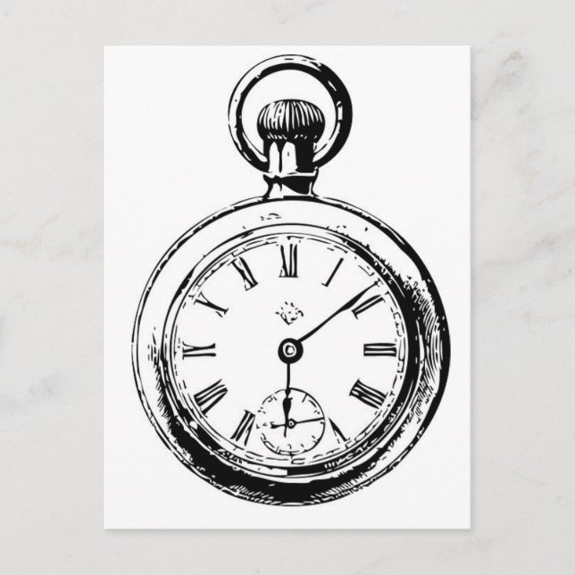 Like Clockwork Pocket Watch Illustration Postcard (Front)