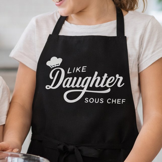Like Daughter Sous Chef Typography Design Apron (Like Daughter Sous Chef apron for girls who love cooking)