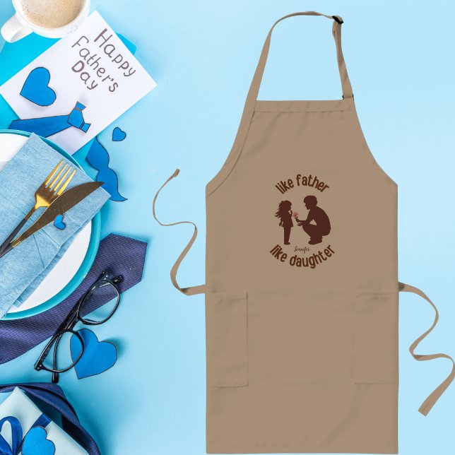 Like Father Like Daughter Silhouette Personalised Long Apron (Creator Uploaded)
