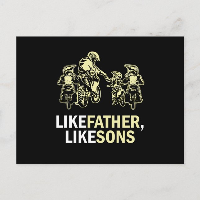 Like Father Like Sons Motocross Dirt Bike Gift Postcard (Front)