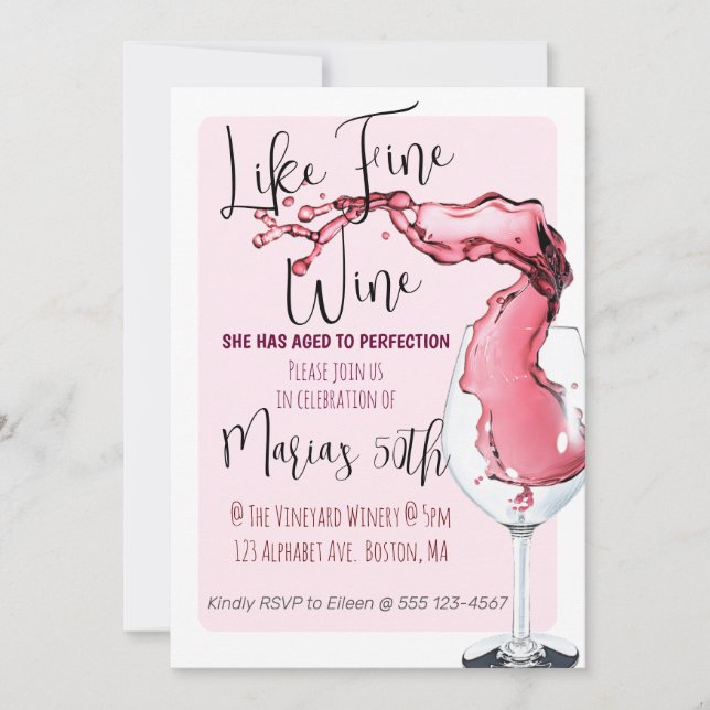 Like Fine Wine milestone Birthday party invitation (Front)