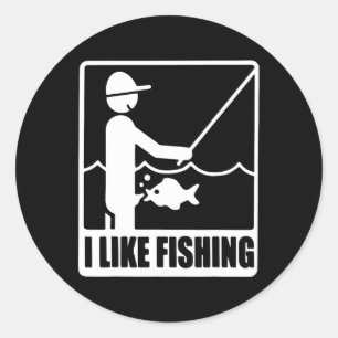 Like Fishing Fathers Day Funny Fisherman Dad Papa Classic Round Sticker