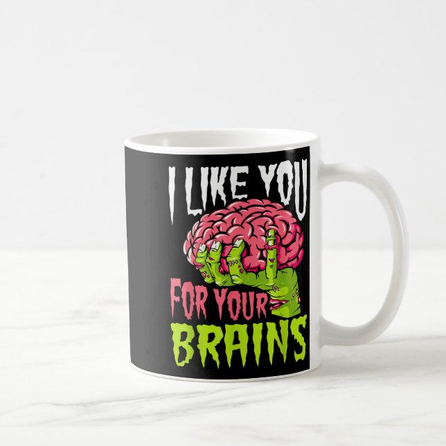 Like For Brains Funny Zombie Halloween Zombies Coffee Mug (Right)