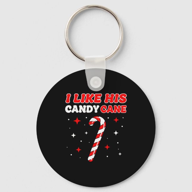 Like His Candy Cane Her Peppermint Candies Christm Key Ring (Front)
