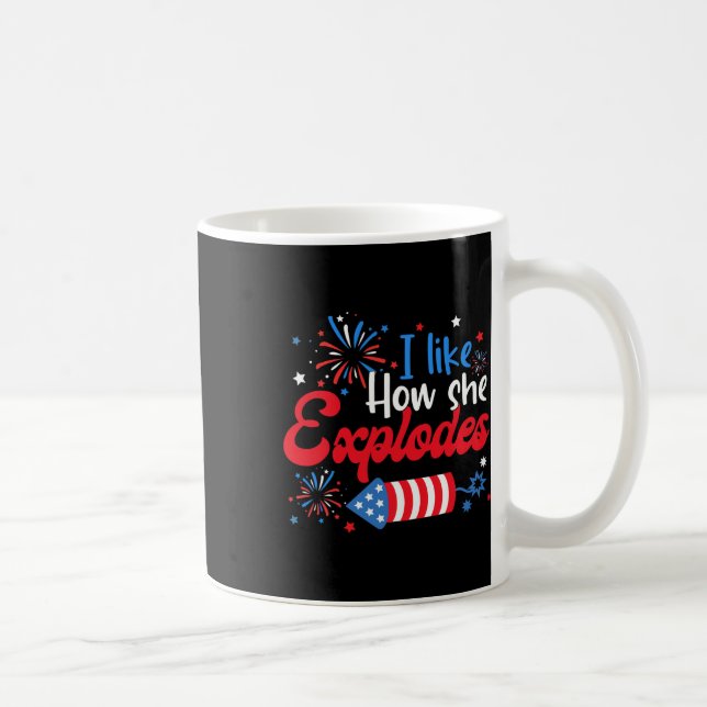 Like How She Explodes Fireworks Funny Couple 4th O Coffee Mug (Right)