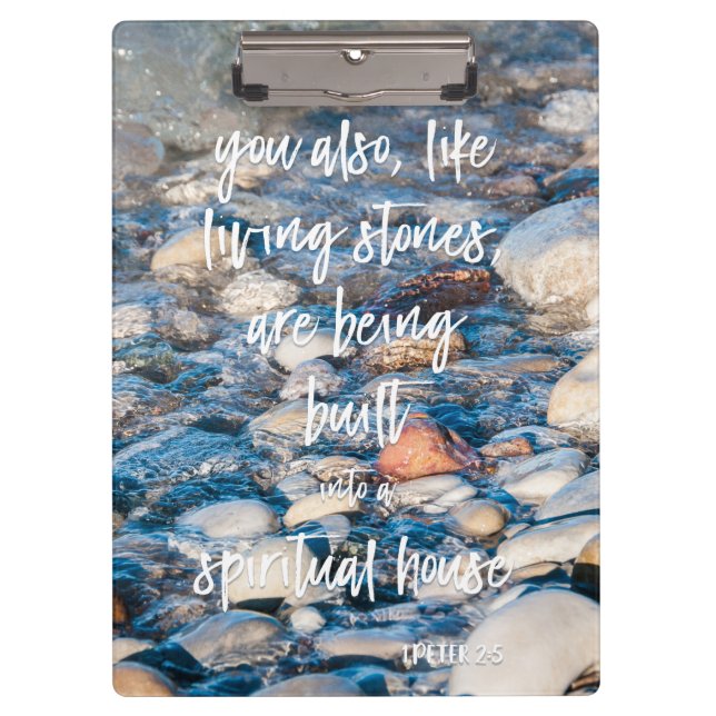 Like Living Stones 1st Peter Bible Verse Clipboard (Front)