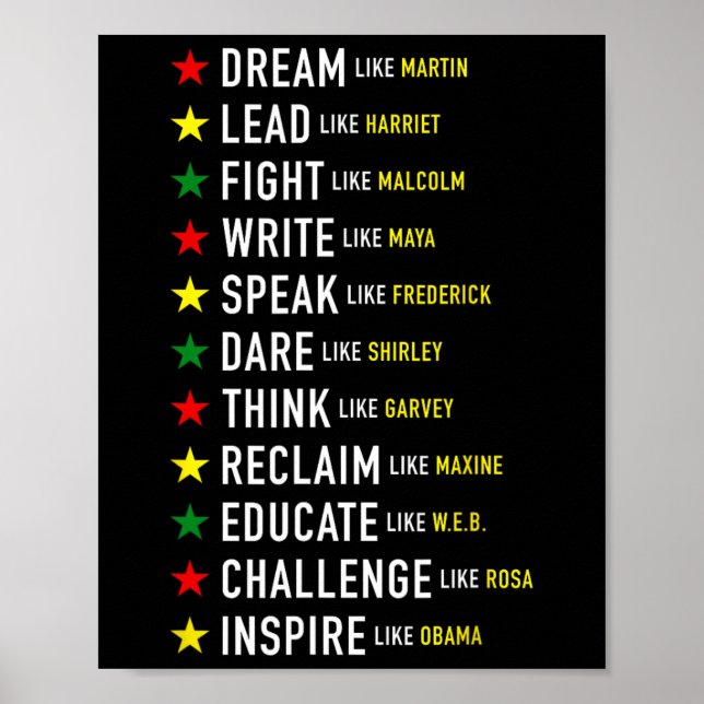 Like Martin Lead Like Harriet Black History Month  Poster (Front)