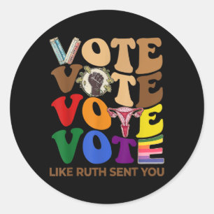 Like Sent Ruthh You Groovy Uterus Feminist Lgbt Pr Classic Round Sticker