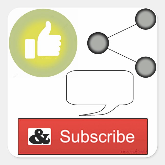 Like, Share, Comment and Subscribe  Square Sticker (Front)