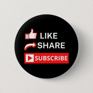 Like Share Subscribe 6 Cm Round Badge