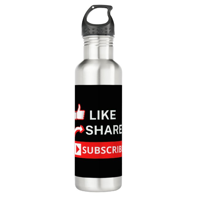 Like Share Subscribe 710 Ml Water Bottle (Front)