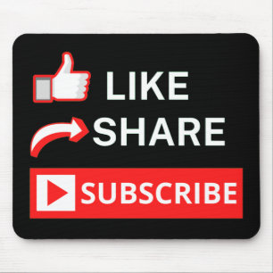 Like Share Subscribe Mouse Mat