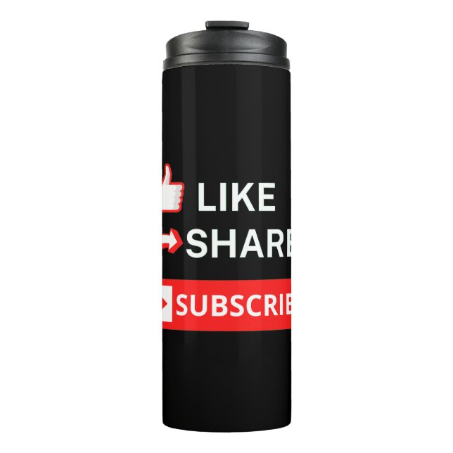 Like Share Subscribe Thermal Tumbler (Front)