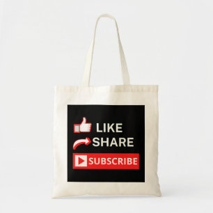 Like Share Subscribe Tote Bag