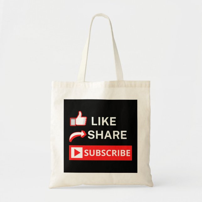 Like Share Subscribe Tote Bag (Front)