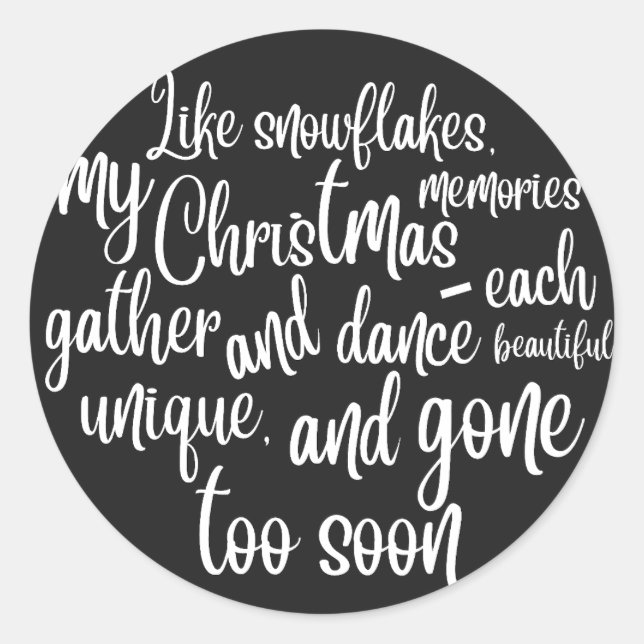 LIke Snowflakes, my Christmas Memories Classic Round Sticker (Front)