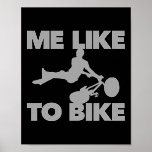Like To Bike Funny Mountain Bike Extreme Mtb Bicyc Poster