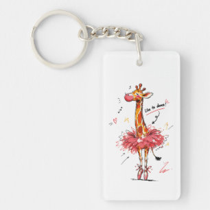 Like to Dance Cute Ballet Giraffe with Bubble Gum Key Ring