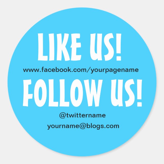 Like us Follow us custom Social Media sticker (Front)