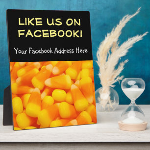 Like Us On Facebook counter sign Plaque Candy Corn
