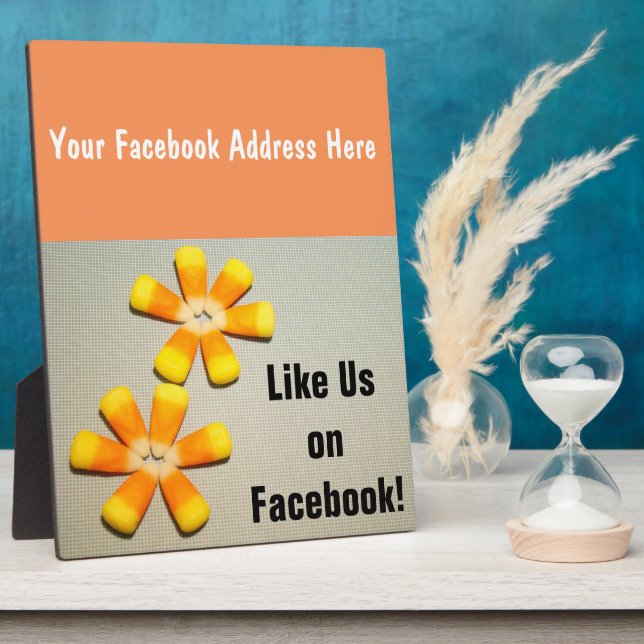 Like Us on Facebook plaque counter sign Candy Corn (Side)
