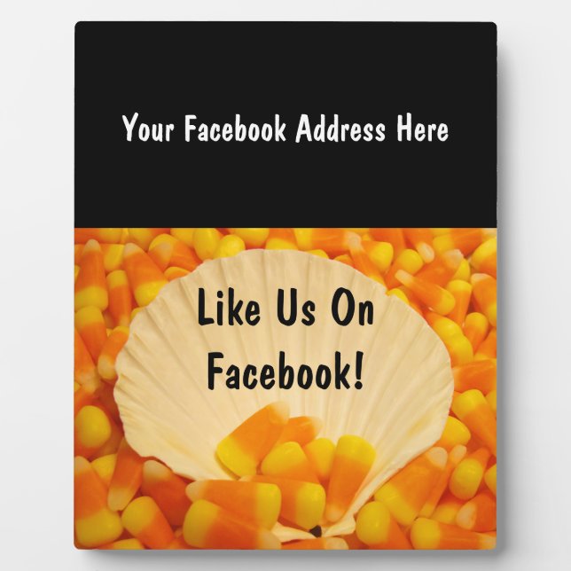 Like Us On Facebook sign Counter plaque Candy Corn (Front)