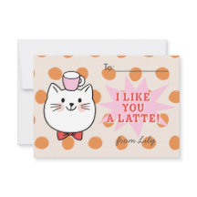 Like You A Latte Cat Kids' Valentine's Day Card